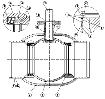 Материалы Крана Broen Ballomax газовый Ду300 Ру25/12 под приварку с ISO-фланцем, Траб=-40/+80 под привод и редуктор