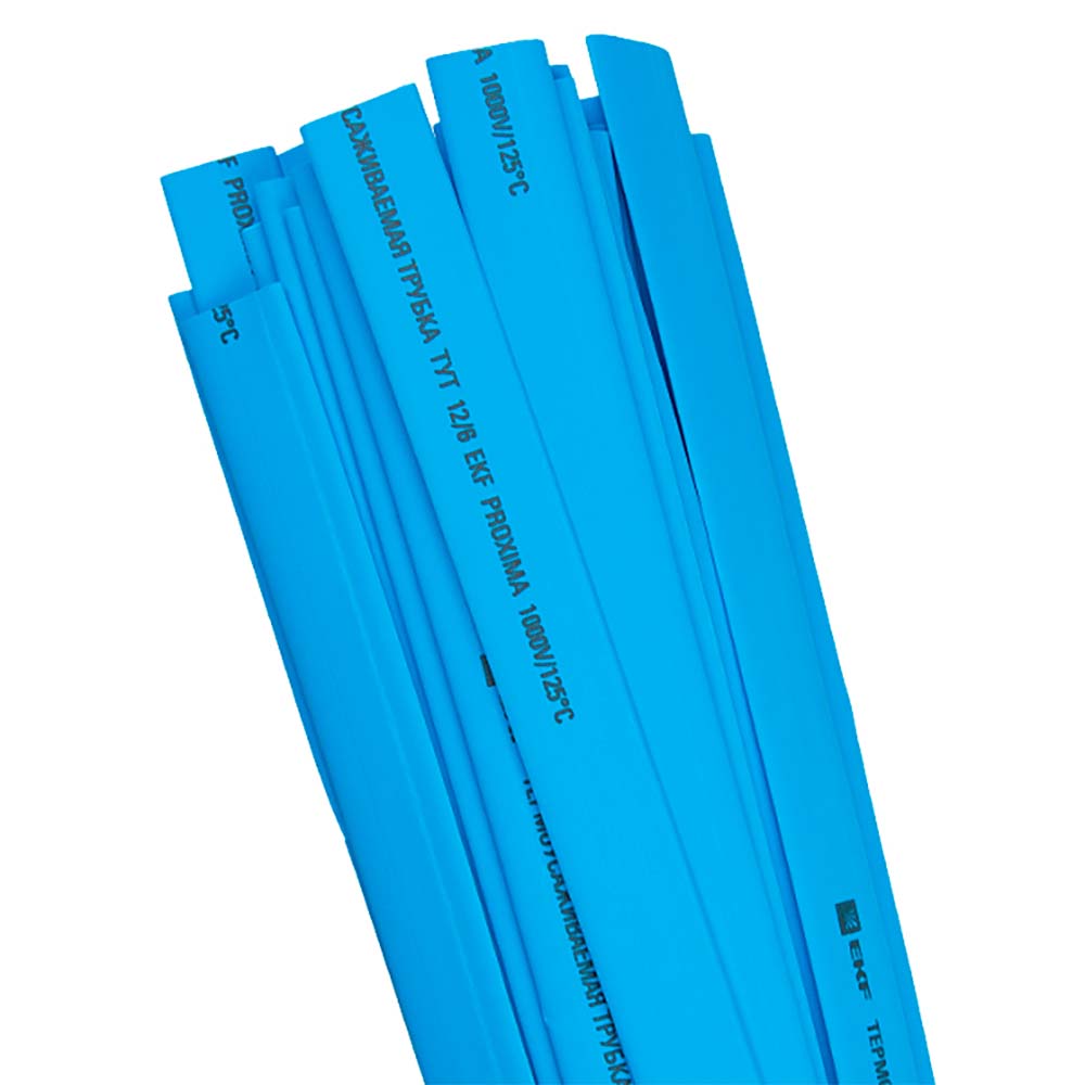 Трубка термоусадочная EKF ТУТ нг PROxima Дн8/4 в отрезках 1 м, коэффициент усадки 2:1, негорючая, синяя