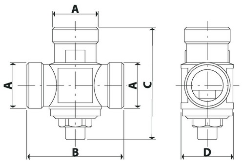 Клапан термостатический Giacomini R157A 1″ Ду25 Ру10 регулировка - 45 °C, смесительные для твердотопливных котлов, наружная резьба, корпус - латунь, уплотнение - EPDM