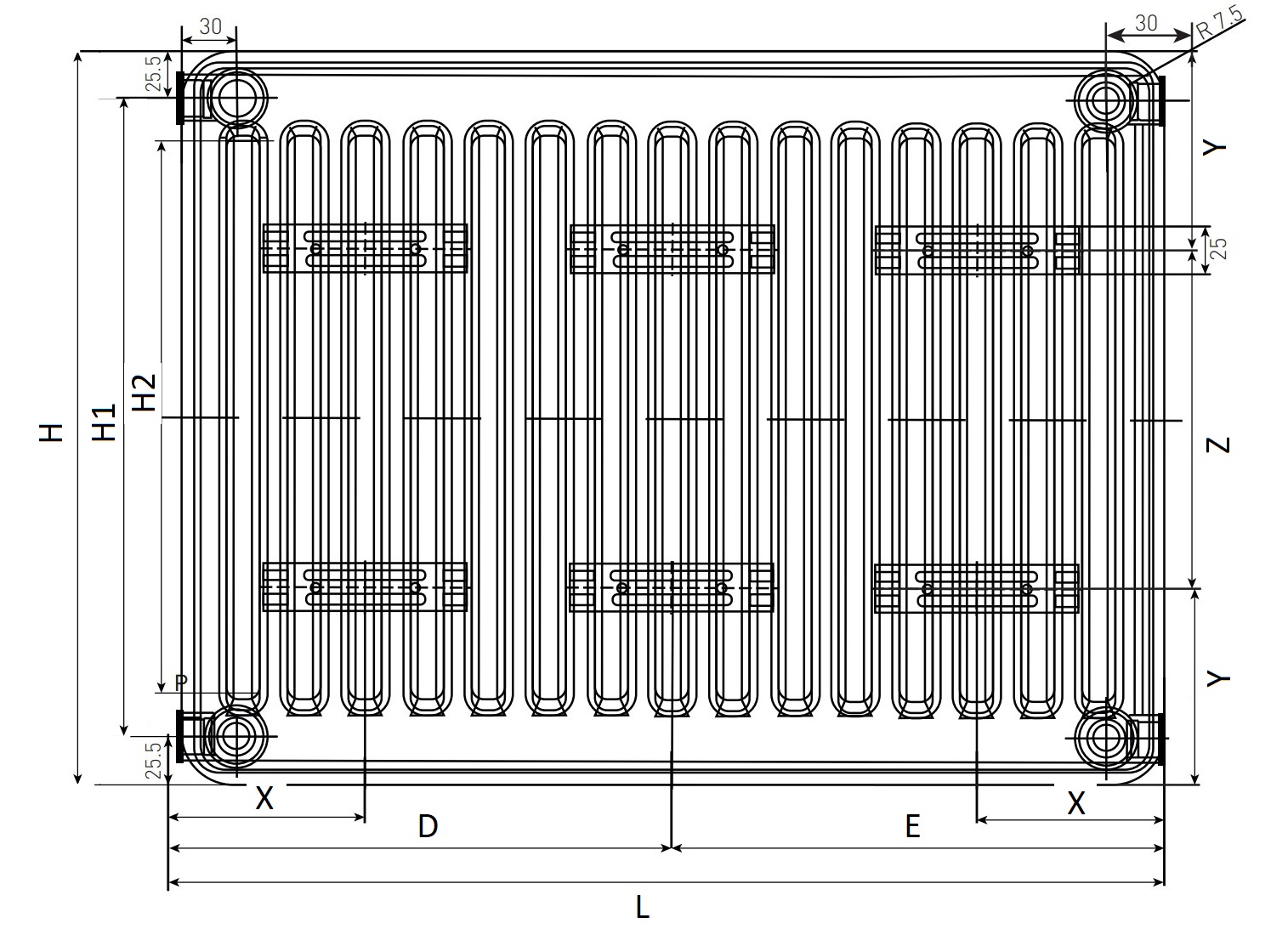 Радиатор панельный Oasis Pro PB 33-6 600x3000 мм настенный теплоотдача - 11.349 кВт, высота - 600 мм, ширина 3000 мм, количество панелей - 3, присоединение резьбовое - 1/2
