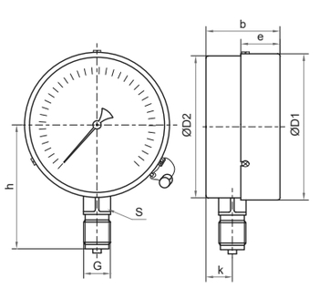 Манометр Росма ТМ-610Р.00 (0-40 МПа) М20х1.5 1.0 общетехнический 150 мм, радиальное присоединение, 0-40 МПа, класс точности 1