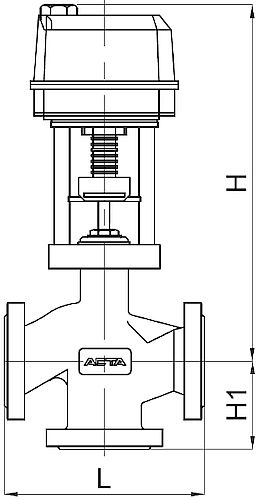 Клапан регулирующий трехходовой АСТА Р323 ТЕРМОКОМПАКТ Ду300 Ру16 с электроприводом ЭПА-314 220B (4-20 мА)