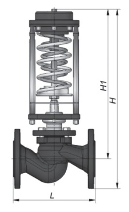 Регулятор давления Broen TD57-FA-050 ″до себя″ Ду50 Ру16, с импульсной трубкой и фитингом, диапазон настройки - 2-6.5 бар, фланцевые, корпус - чугун