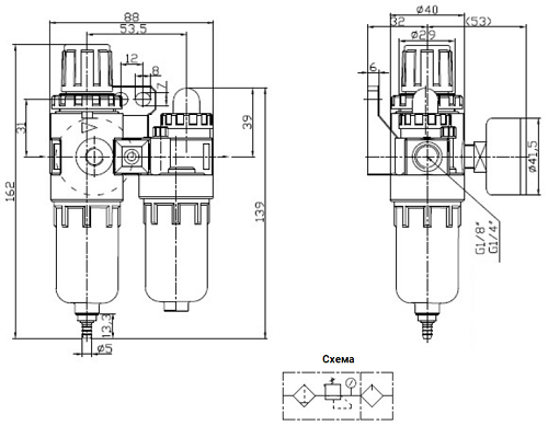 Затворы дисковые поворотные DN.ru WBV3232E-2W-Fb Ду40-300 Ру16, корпус - нержавеющая сталь 316L, диск - нержавеющая сталь 316L, уплотнение - EPDM, с пневмоприводом SA-083-210 пневмораспределителем 4M310-08 24В БПВ AFC2000 и БКВ APL-510N-EX