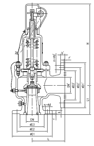 Клапан предохранительный DN.ru SAFE 7001 Ду150/175 Ру16 полноподъемный пружинный фланцевый, корпус - сталь WCB, уплотнение металл/металл (с настройкой 0.6-1 бар)