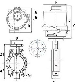 Затвор дисковый поворотный Genebre 2103 Ду50 Ру16 с взрывозащищенным электроприводом ГЗ-ОФВ-25/5,5(к), 24В