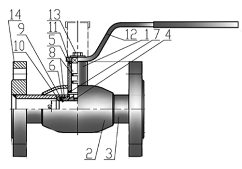 Кран шаровый КВО-АРМ серия 12 Ду600 Ру25 фланцевый цельносварной, полный проход, управление ручка-рычаг, корпус – углеродистая сталь