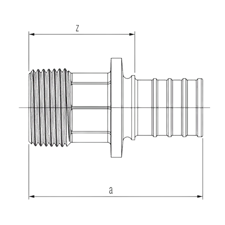 Переходник REHAU Дн32x4,4, Ру10, R3/4″, для труб из сшитого полиэтилена, аксиальное / наружная резьба, корпус - латунь