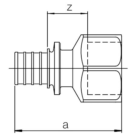Переходник REHAU  Дн20 Ру10, Rp 1/2″, для полиэтиленовых труб, аксиальное / внутренняя резьба, корпус - латунь