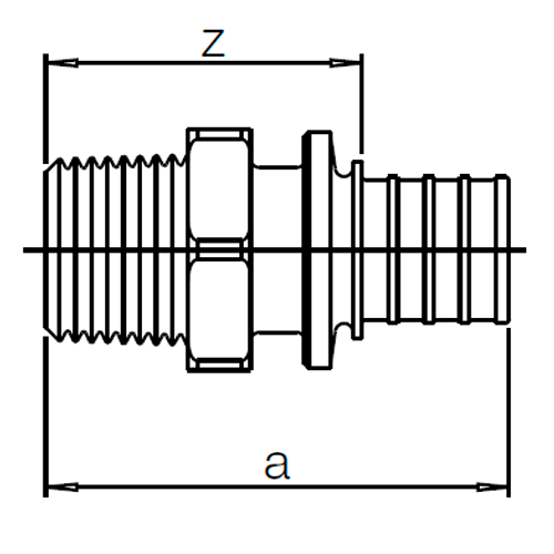 Переходник REHAU RAUTITAN Дн32x4,4 Ру10, R1″, L22, для труб из сшитого полиэтилена, аксиальное / наружная резьба, корпус - бронза
