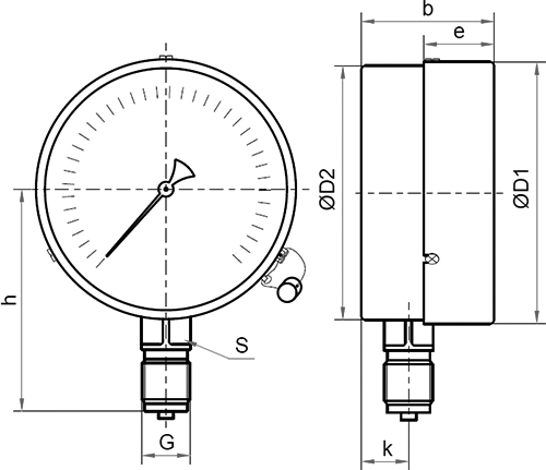Манометр Росма ТМ-310Р.00 (0-16 кгс/см2) М12х1.5 1.5 общетехнический 63 мм, радиальное присоединение, класс точности 1.5
