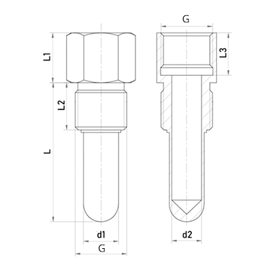 Гильза для термометра Росма БТ серии 220 цельноточеная, L=200 Дн16 Ру600, нержавеющая сталь, внутренняя/наружная резьба G1/2″–G1/2″