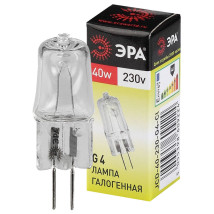 Лампа галогенная ЭРА G4-JCD капсула 13 мм мощность - 40 Вт, цоколь - G4, световой поток - 600 лм, цветовая температура - 3000К, тип лампы - КГ, цвет свечения - теплый белый, форма - капсула